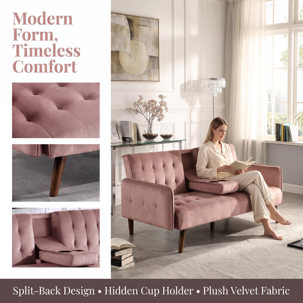 Pink Convertible Sleeper Sofa S61506