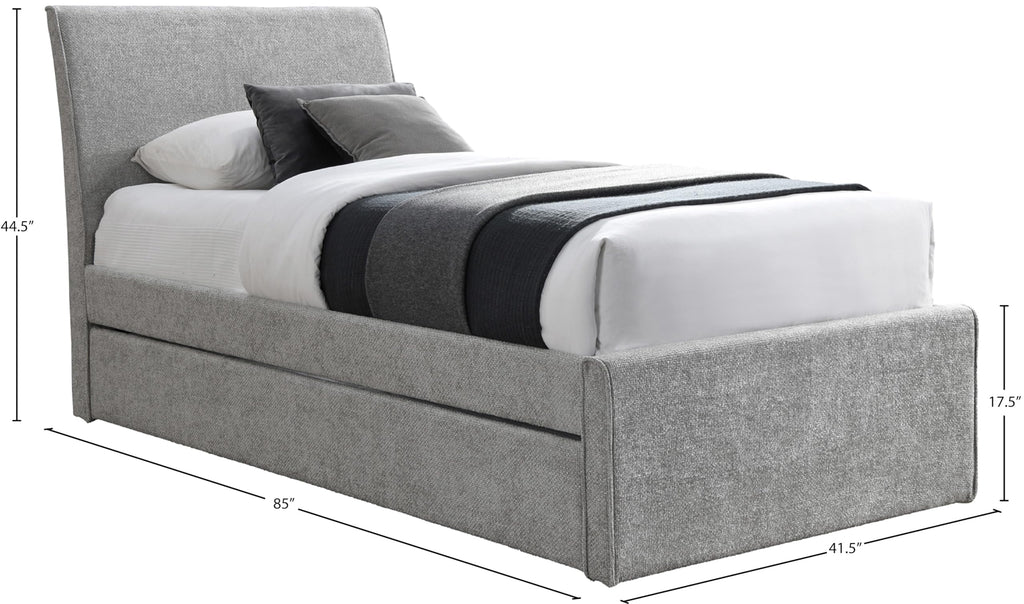 Grey Chenille Twin Trundle Bed D4225