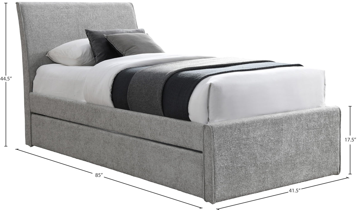 Grey Chenille Twin Trundle Bed D4225