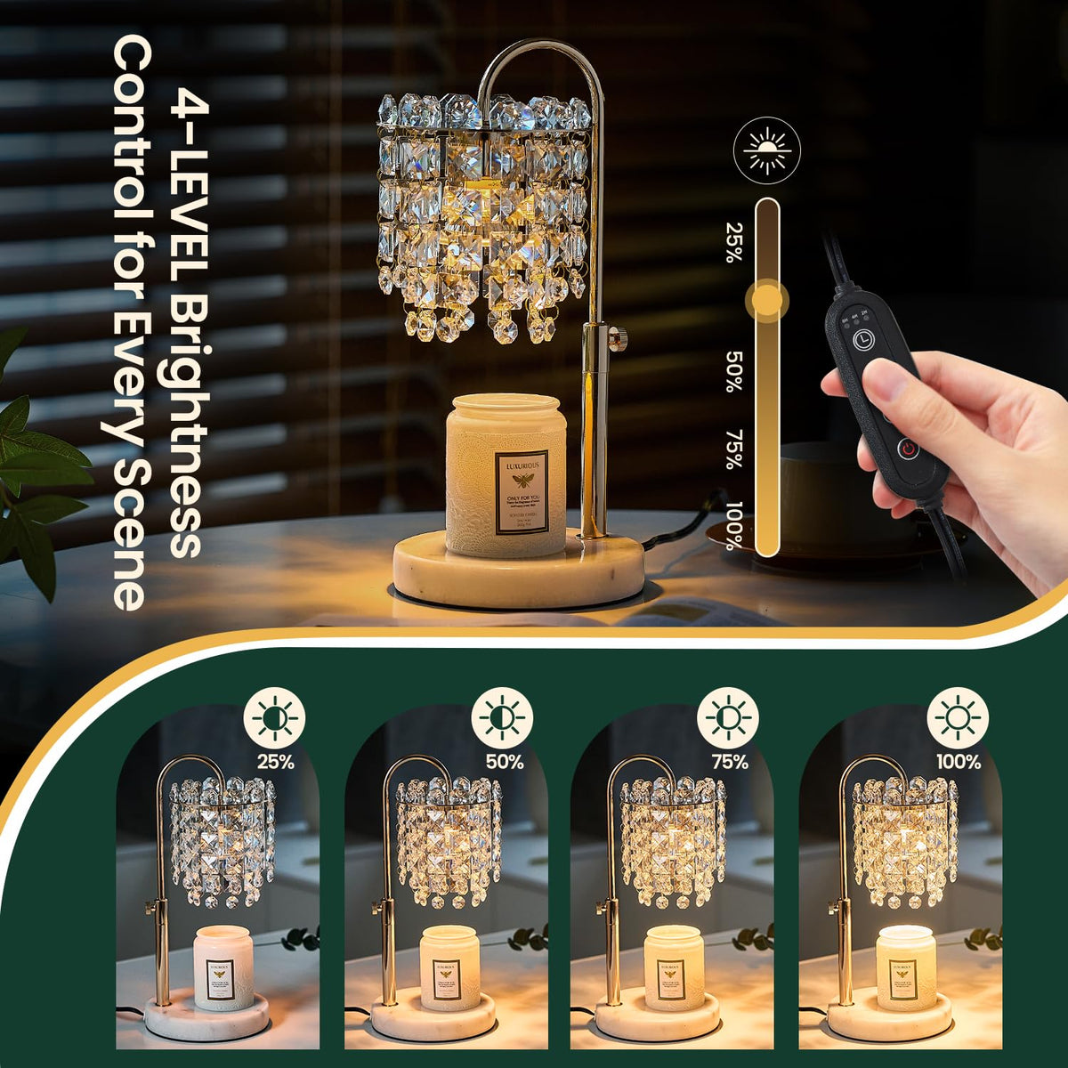 Candle Warmer Lamp with Timer Dimmer Adjustable Height O962678