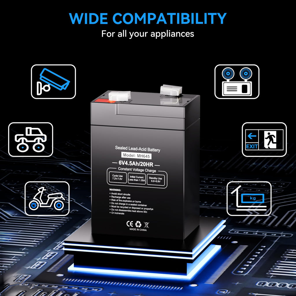 6V 4.5Ah Rechargeable SLA AGM Battery, 6 Pack Z587643