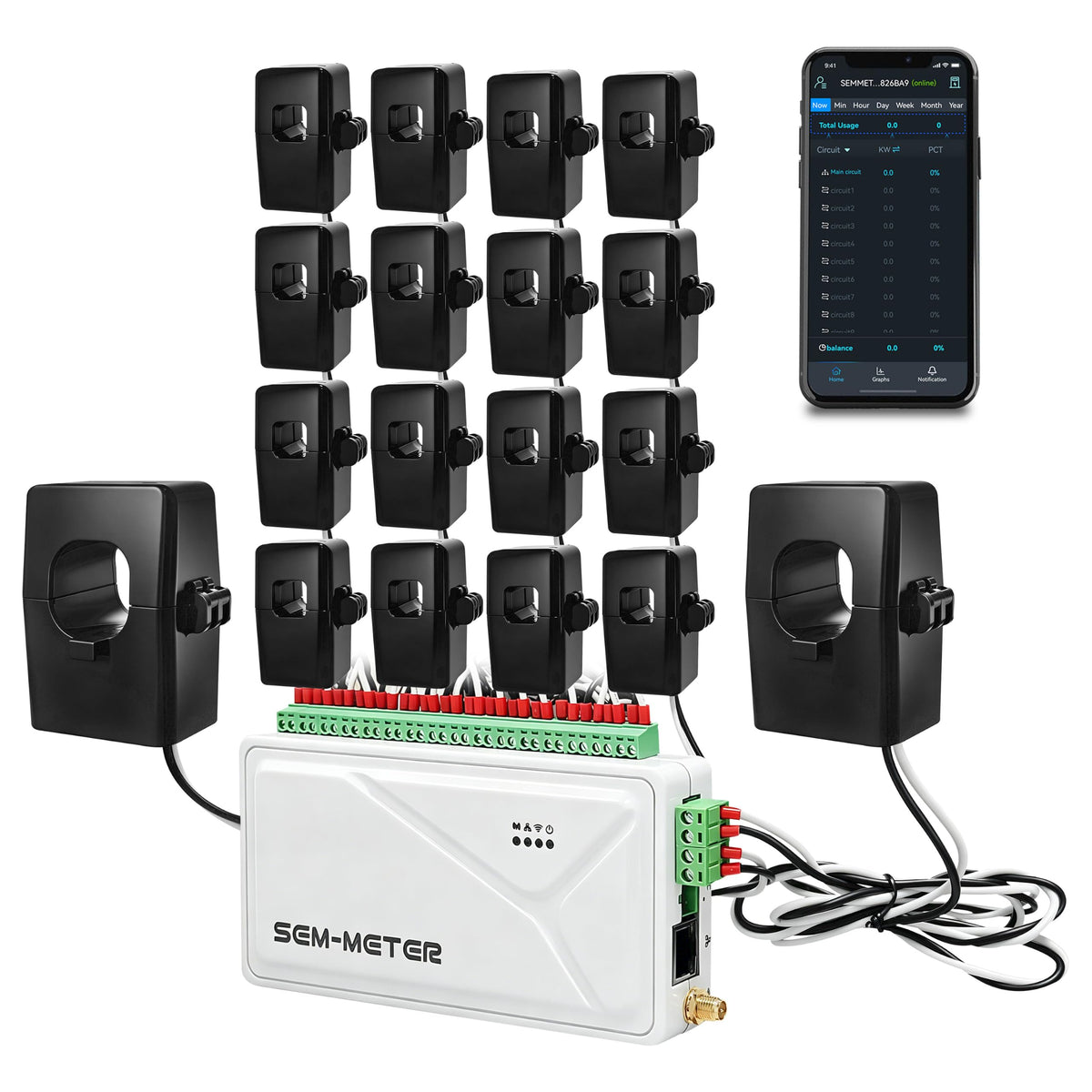 Smart Home Energy Monitor with 16 50A Circuit Sensors Z1830