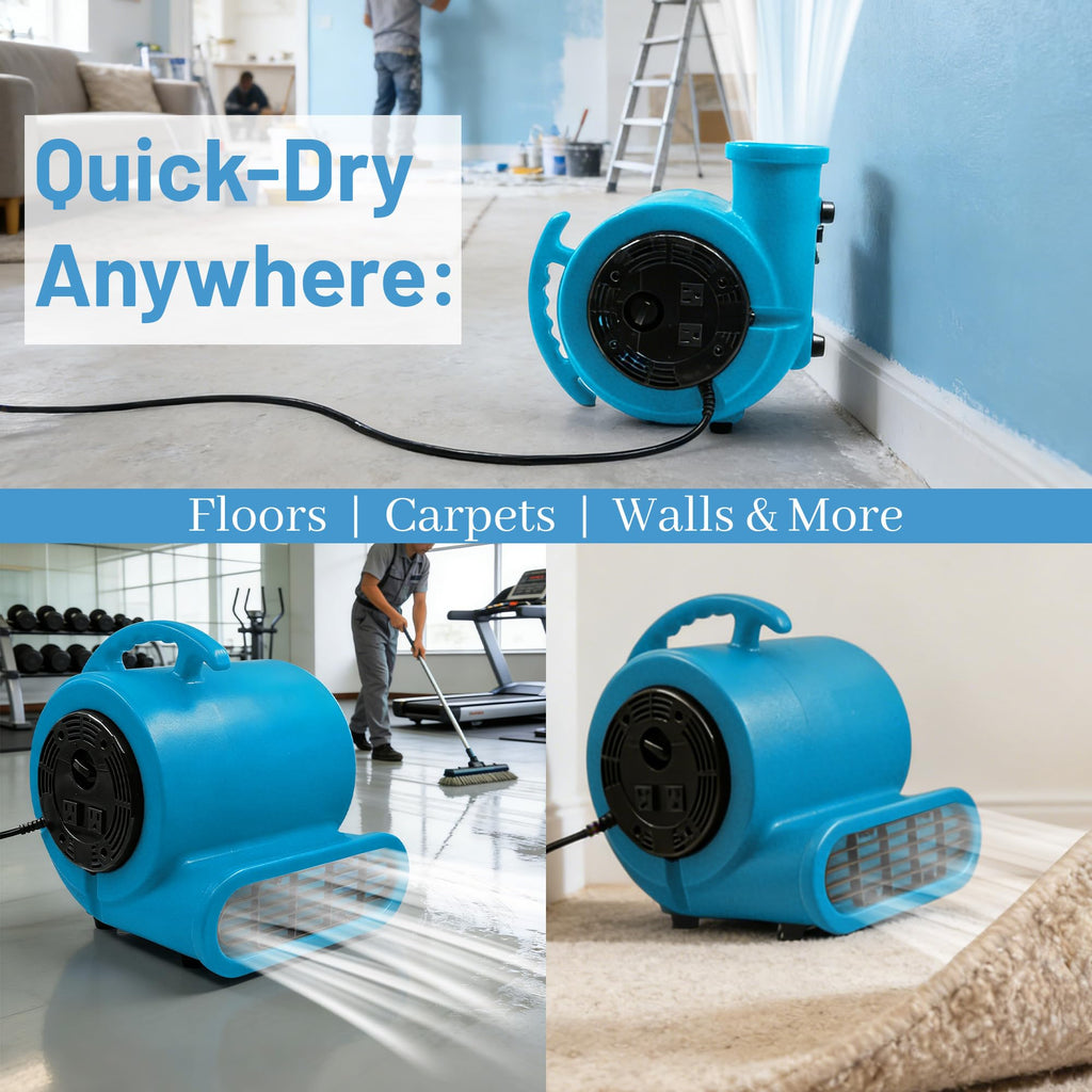 Light Blue 2500 CFM 3-Speed Floor Dryer G998