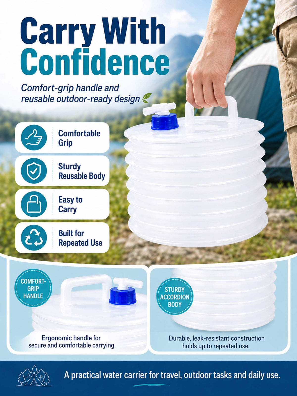 Collapsible 10L Water Container with Spigot K16650