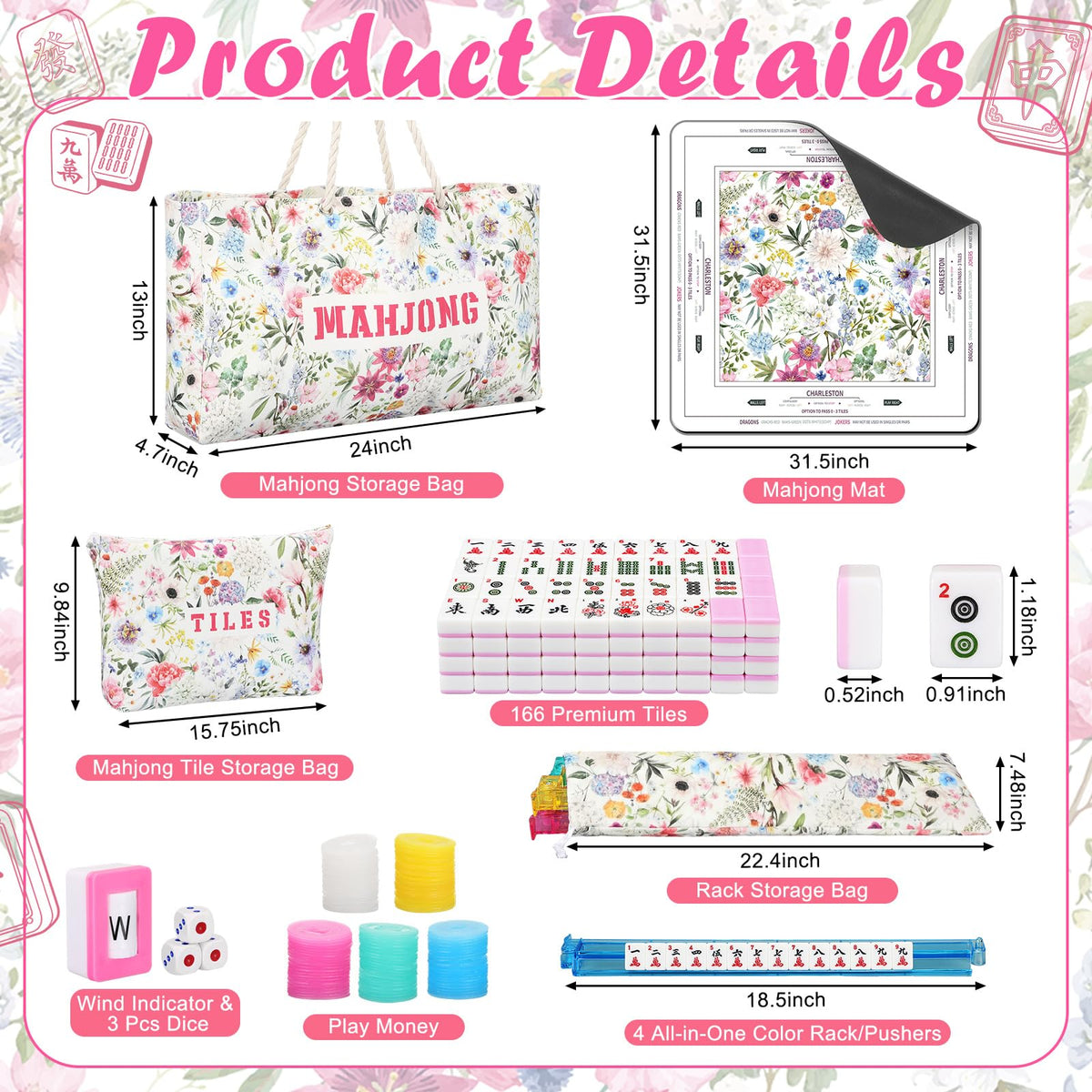 179 Pcs American Mahjong Tiles Set with Bags R86017