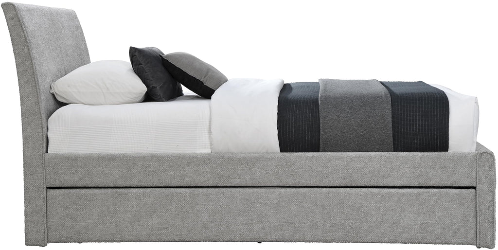 Grey Chenille Twin Trundle Bed D4225