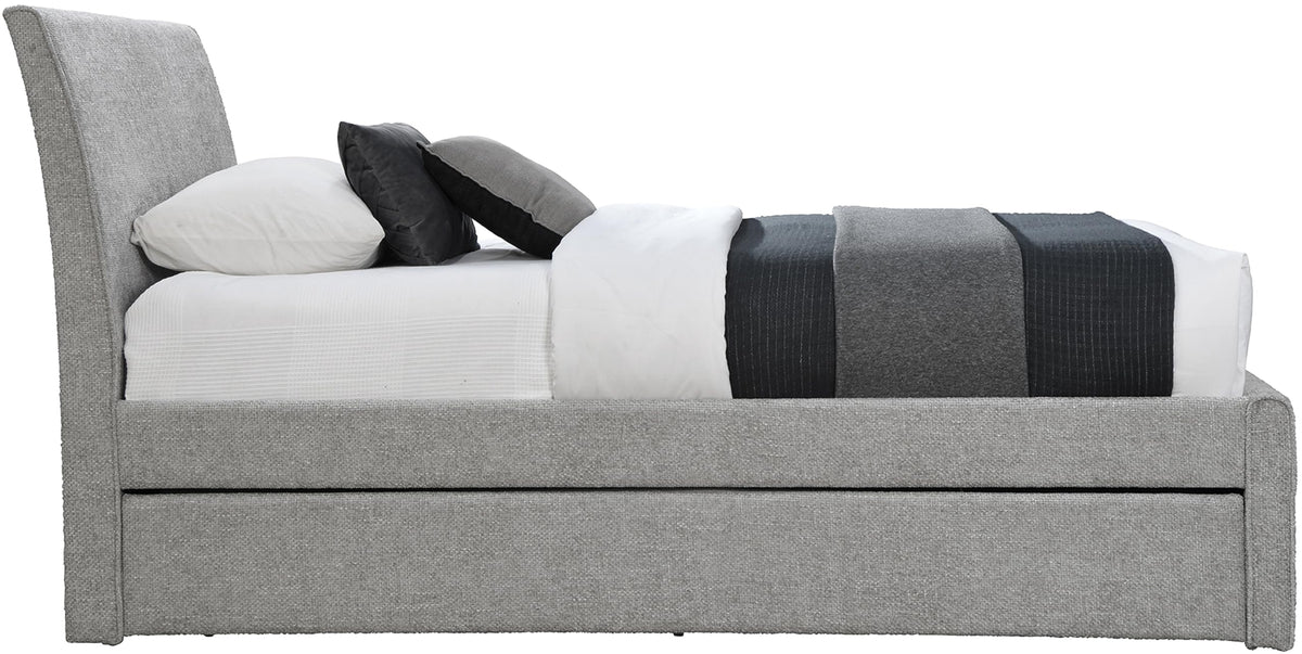 Grey Chenille Twin Trundle Bed D4225