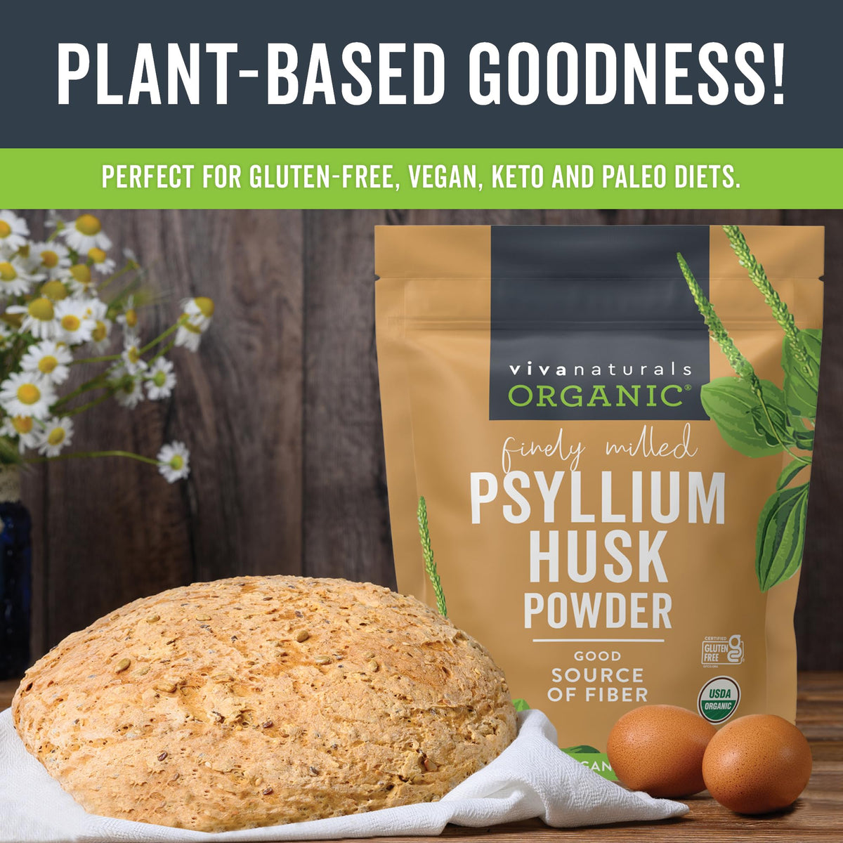 24 oz Organic Psyllium Husk Powder & 8 fl oz Gentle Facial Cleanser Bundle C222678