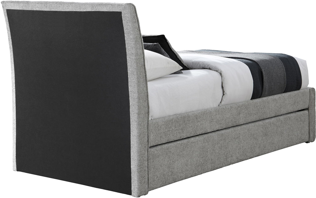 Grey Chenille Twin Trundle Bed D4225