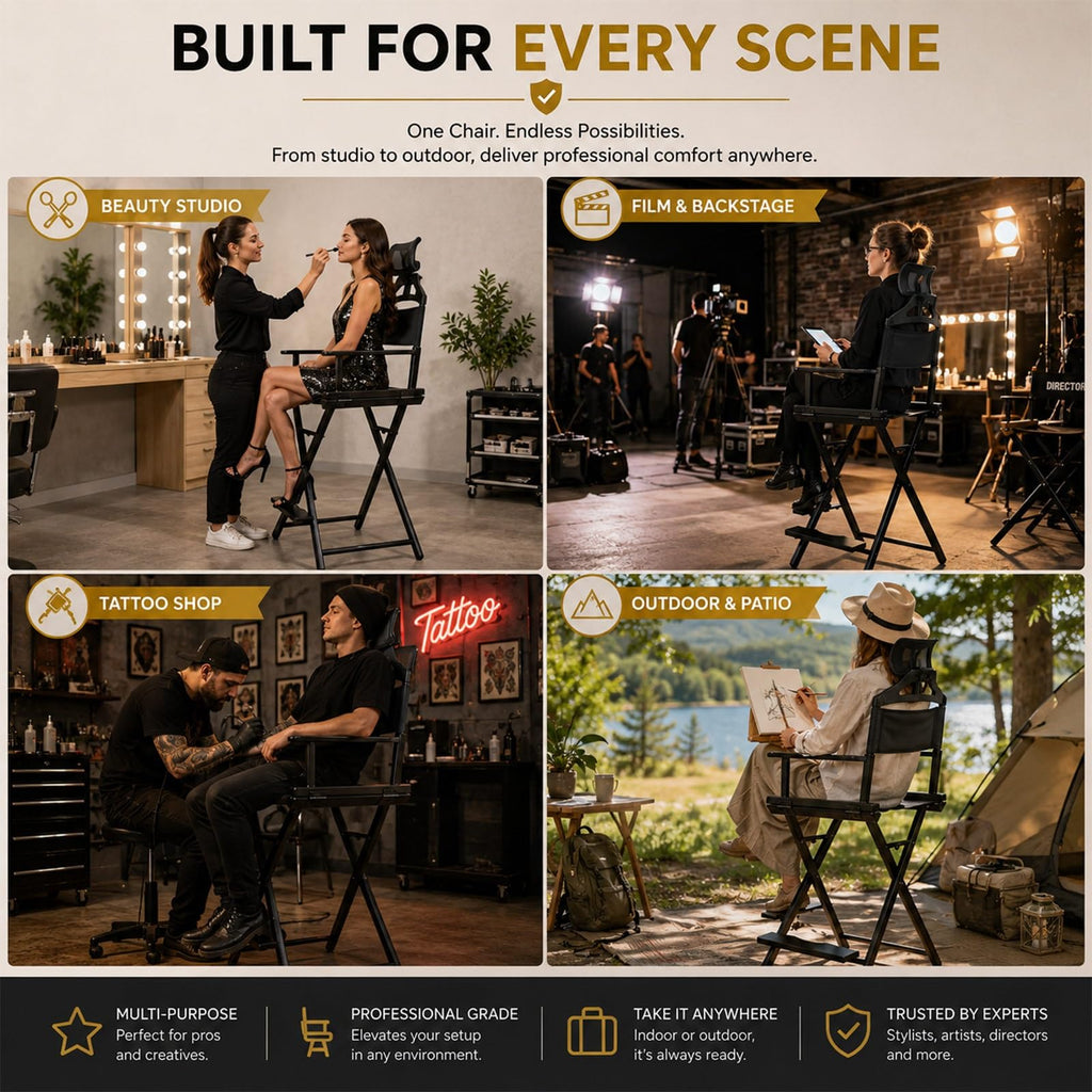 Gold Extra Tall Foldable Makeup Chair N23938