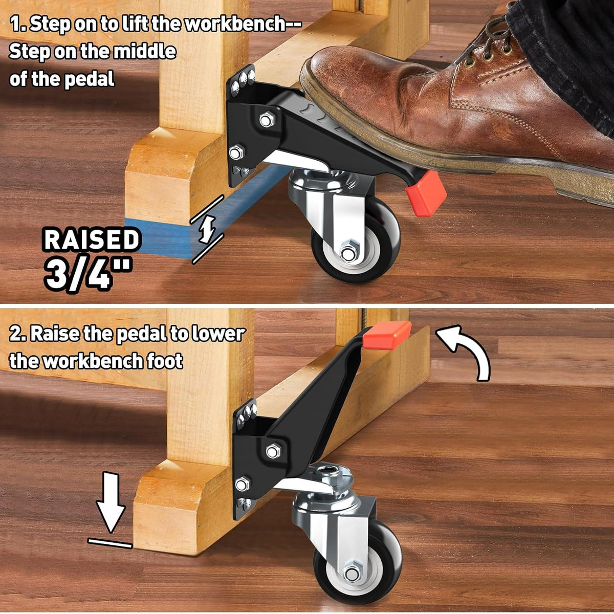 Workbench Casters kit 660 Lbs Retractable 4 Pack Y243455