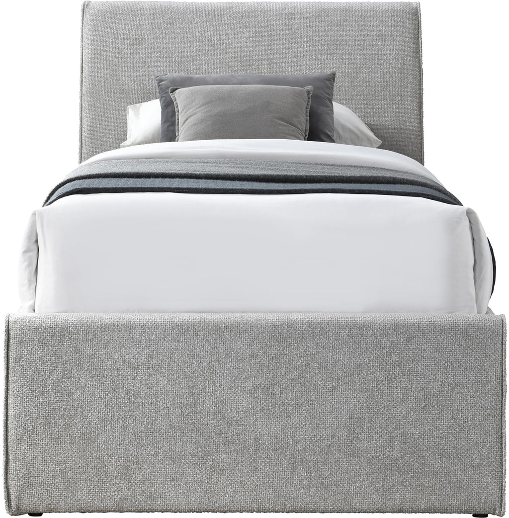 Grey Chenille Twin Trundle Bed D4225