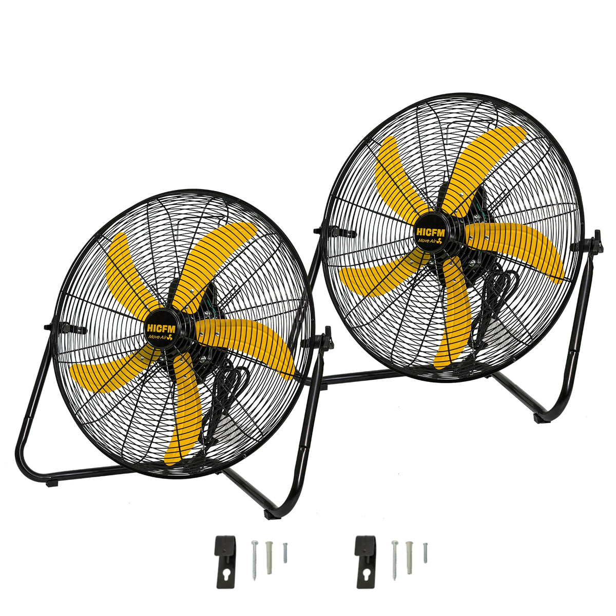 2 Pcs 20-inch 5300 CFM High Velocity Metal Floor Fan Z452531