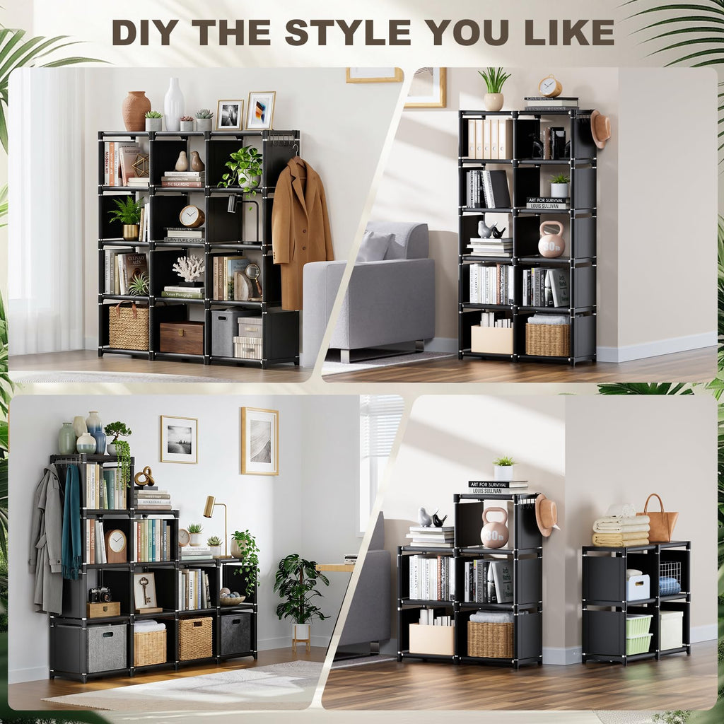 Black 12 Cube Metal Bookcase R76726