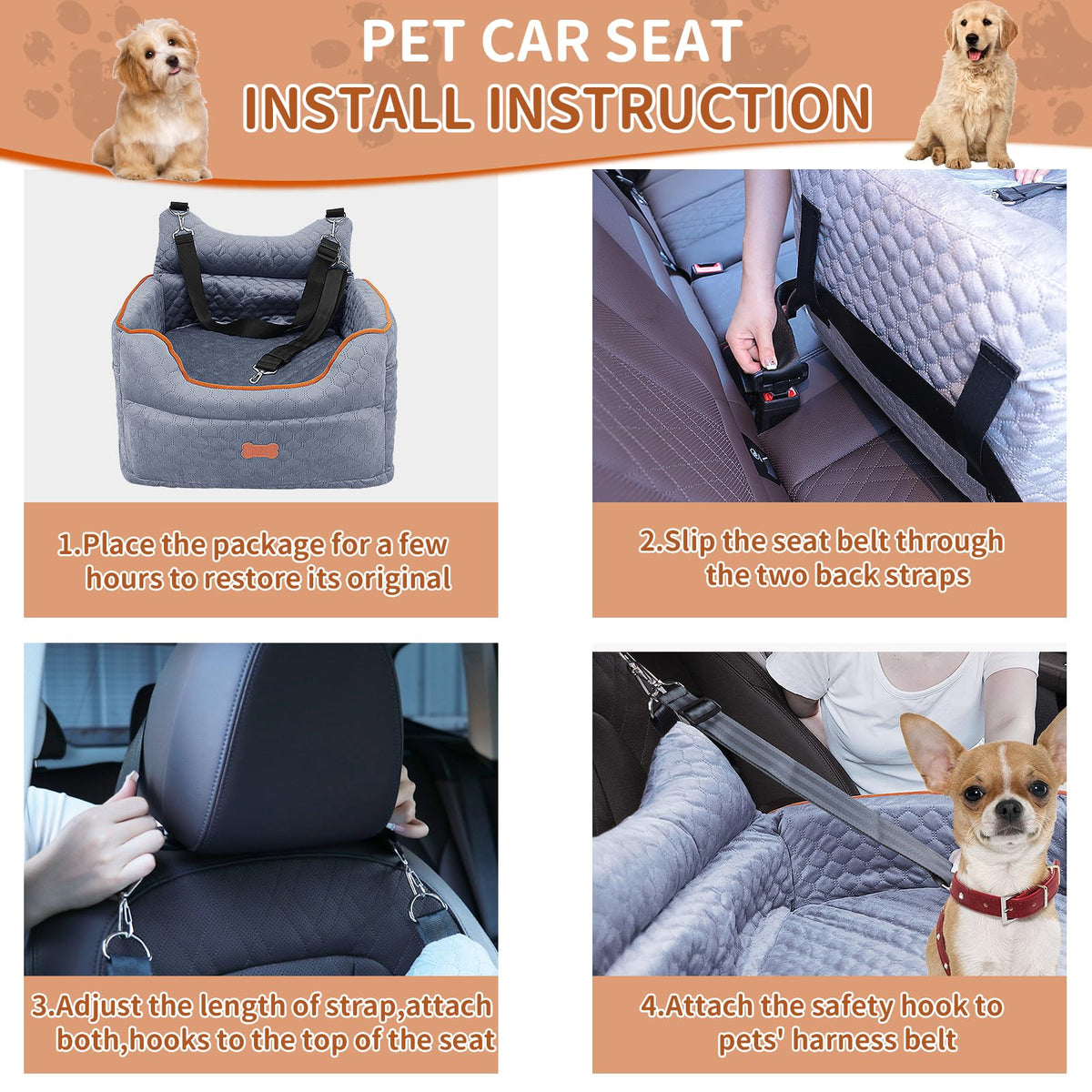 Dog Car Seat with Memory Foam Cushion S23323