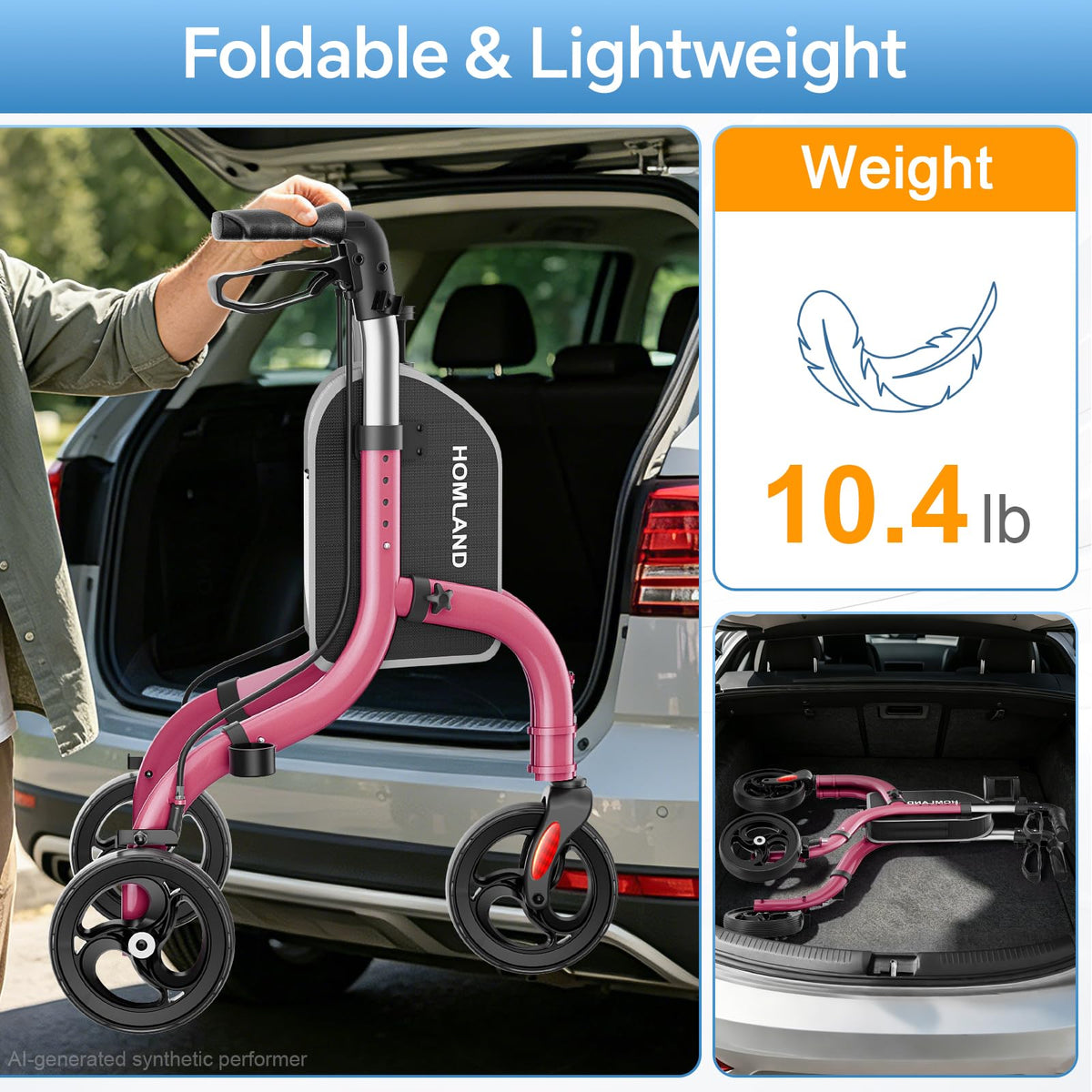 Foldable 3 Wheel Walkers J5846