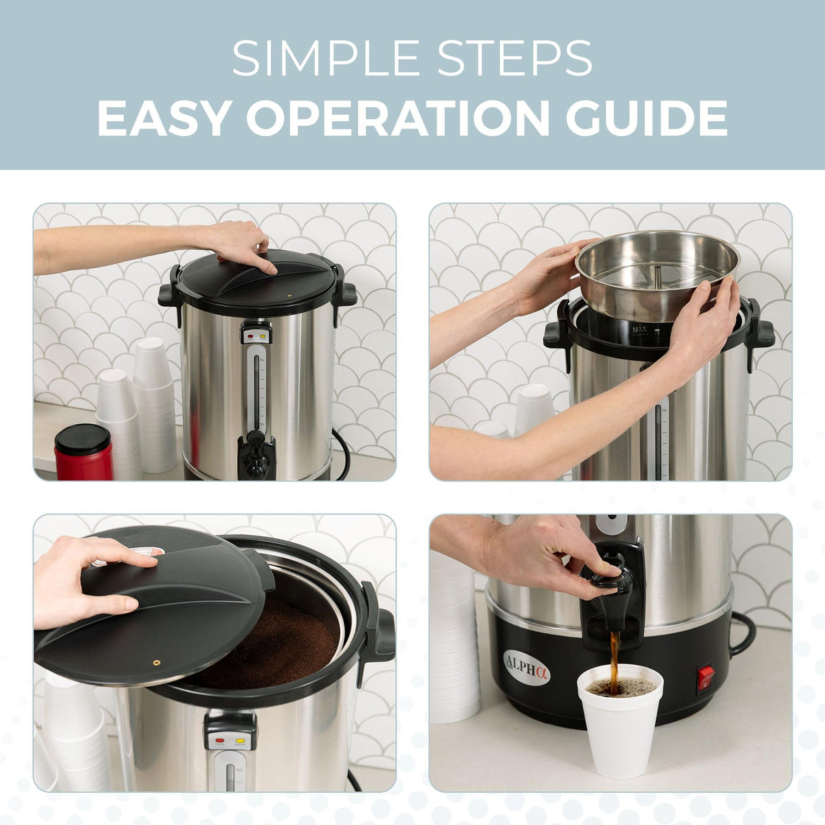 100 Cups Stainless Steel Electric Coffee Urn L9268