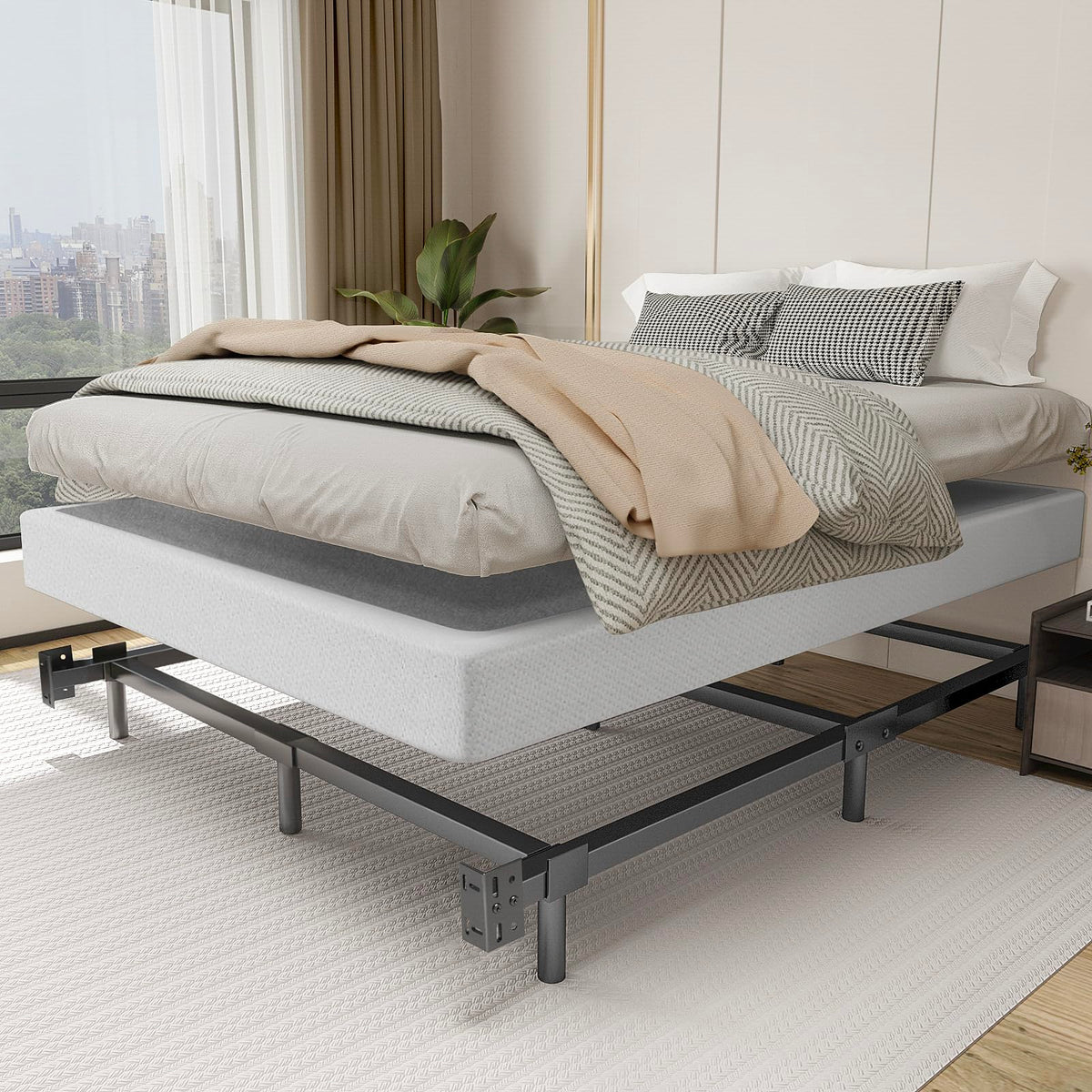 Queen Size 7 Inch Metal Bed Frame J61838