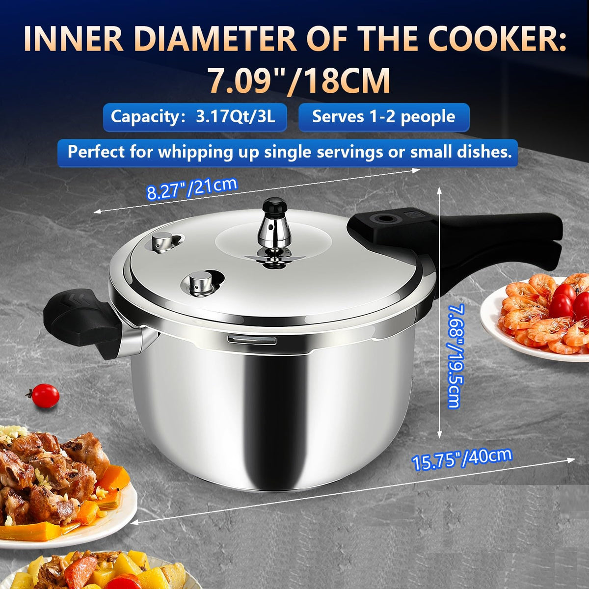 Stainless Steel 3 Quart Pressure Cooker M322