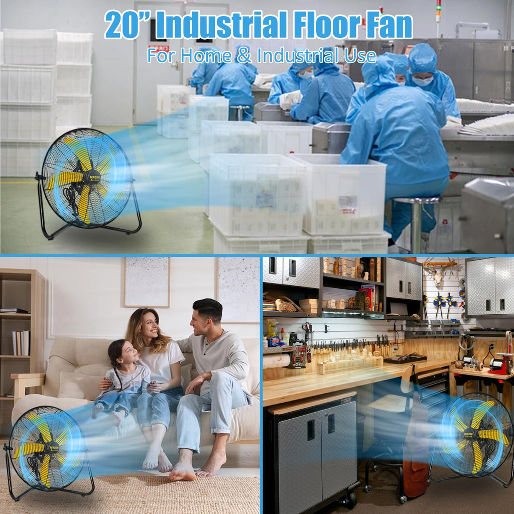 2 Pcs 20-inch 5300 CFM High Velocity Metal Floor Fan Z452531