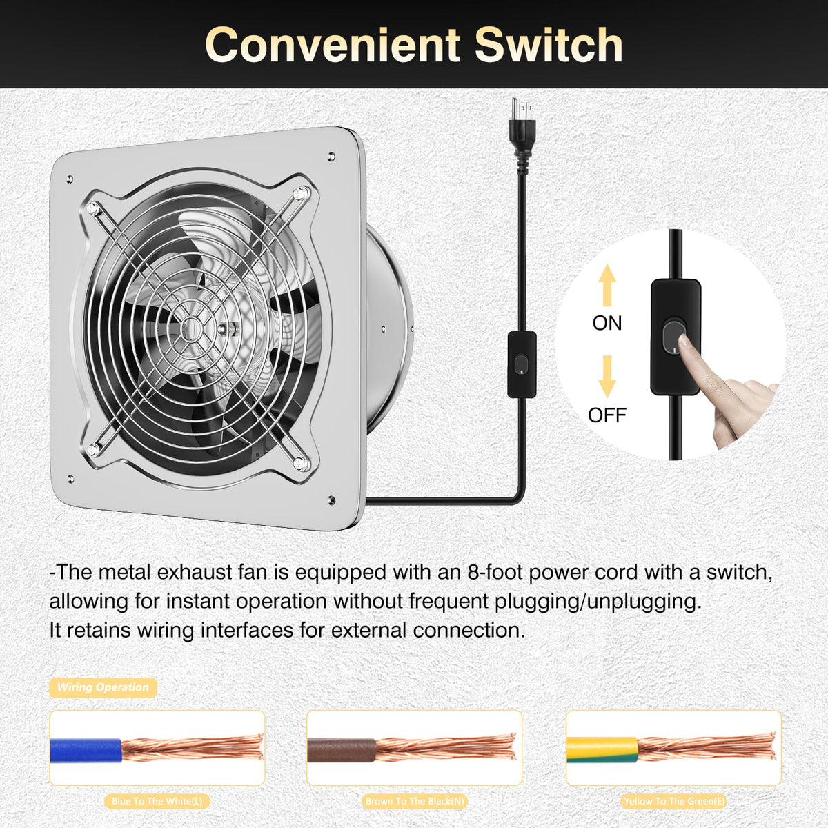 6 inch 308CFM Wall Mounted Exhaust Fan with Check Valve M37987