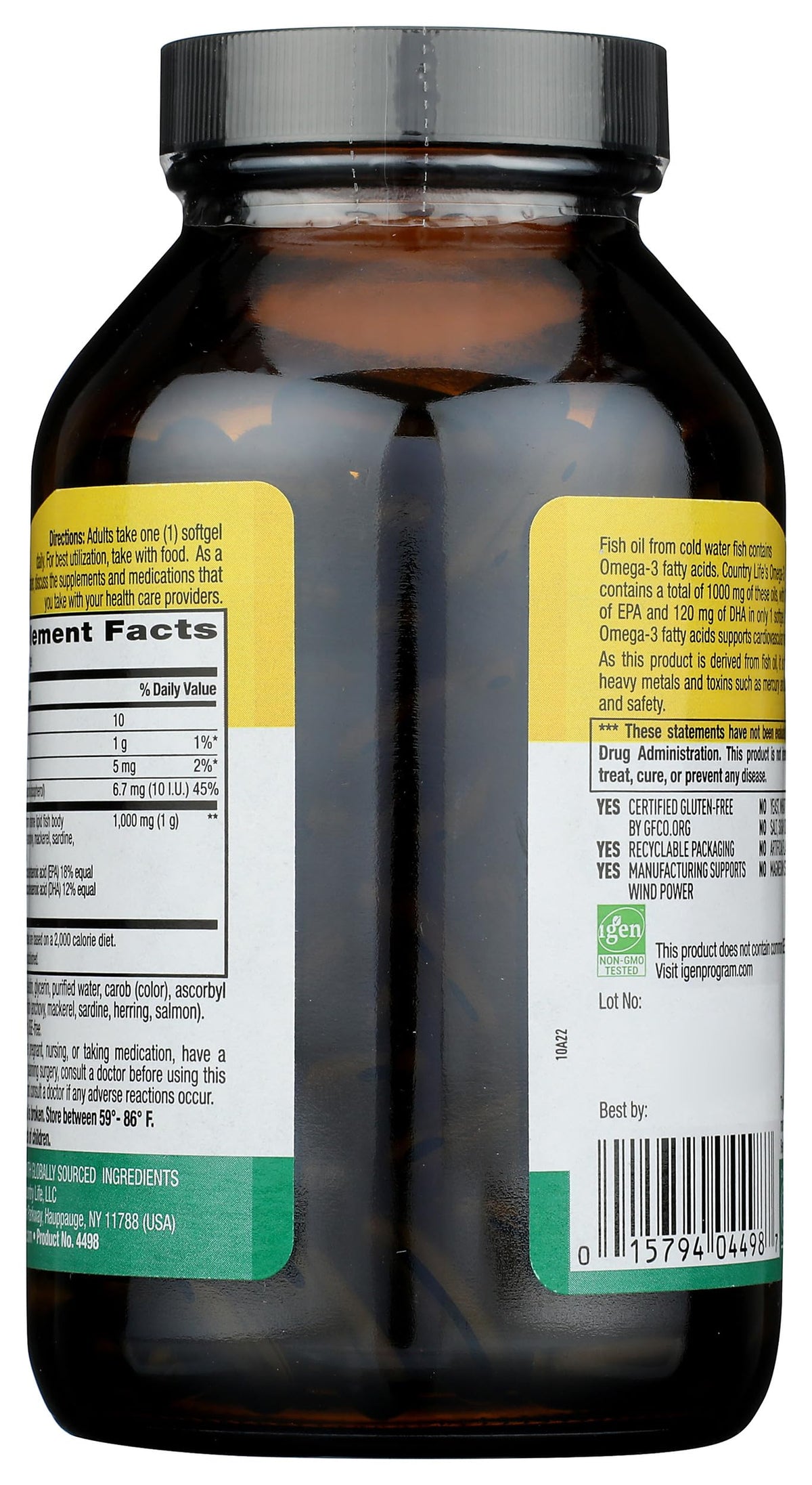 Omega-3 1000Mg Fish Oil 200-Softgel U128019