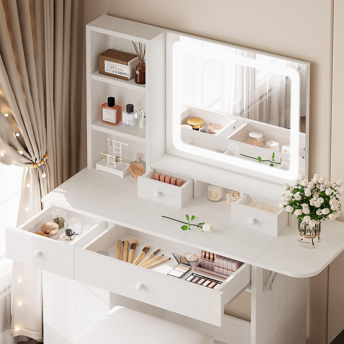 Vanity Desk with Charging Station and Storage Q520243