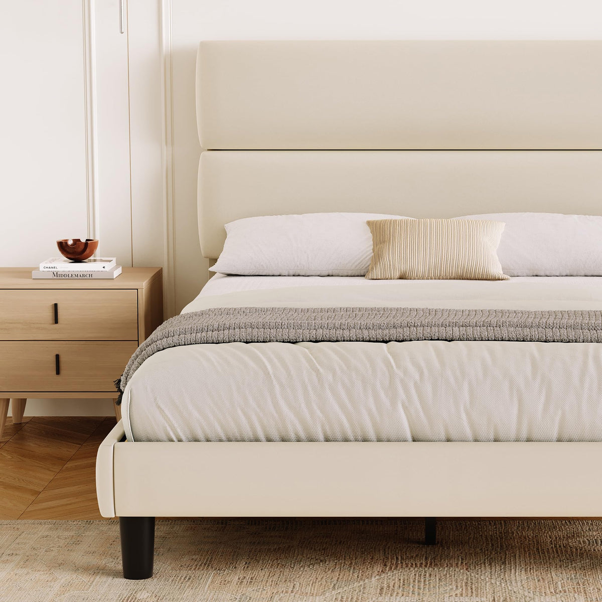 Queen Size Velvet Upholstered Platform Bed Frame B15450