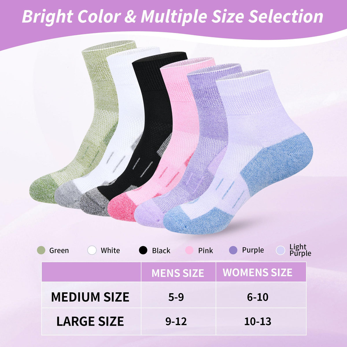 6 Pairs Wide Bamboo Viscose Non Binding Socks I2962