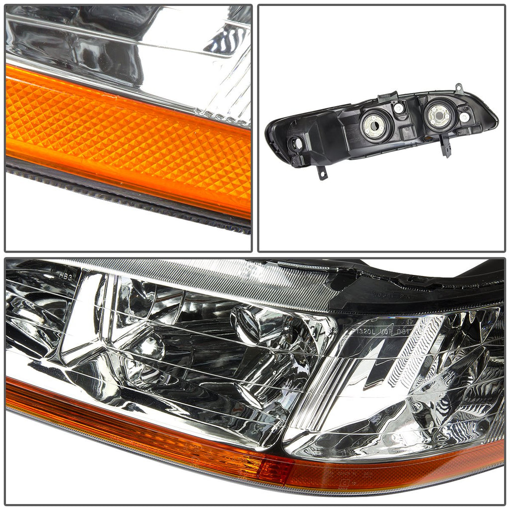 Pair of Chrome Amber Headlights W908