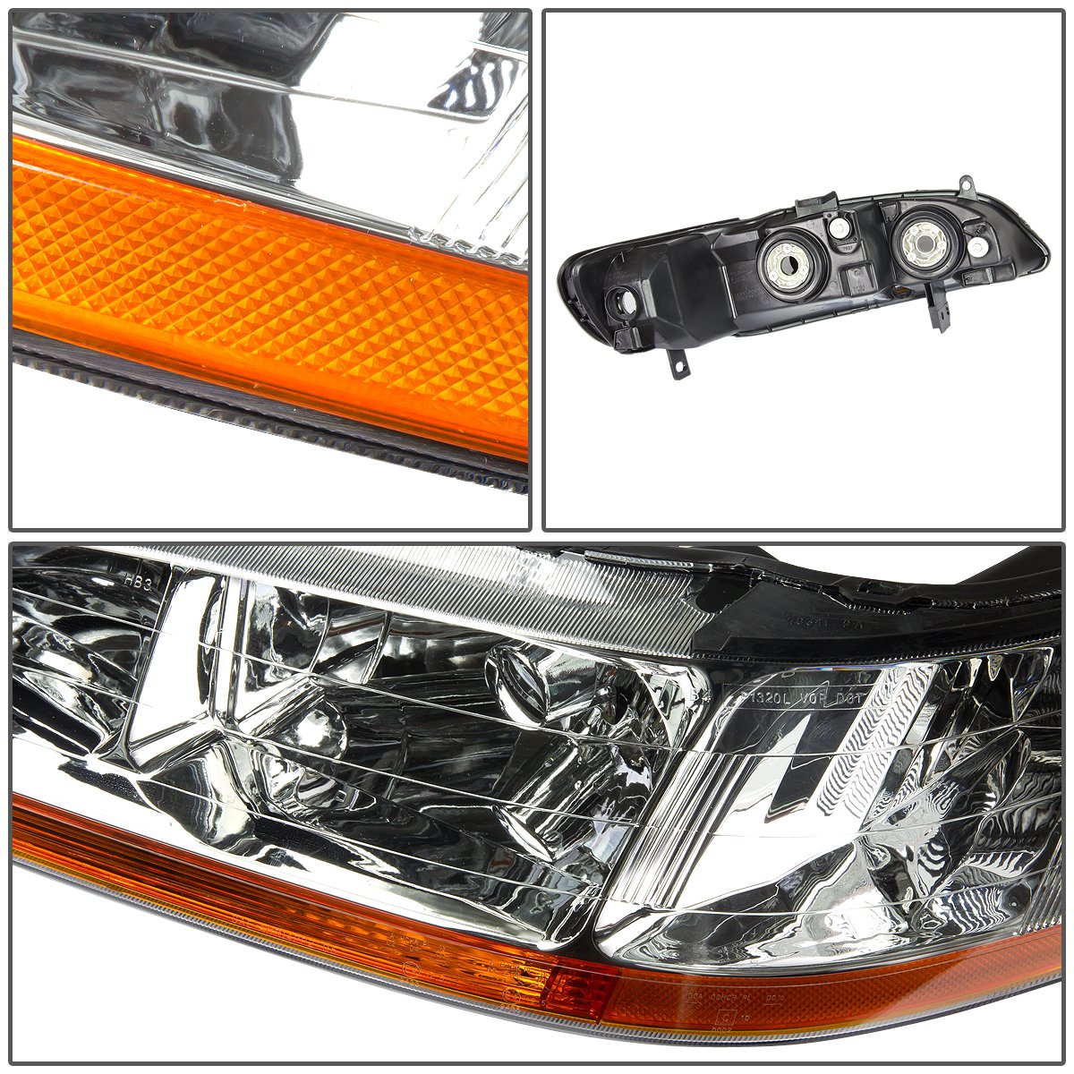 Pair of Chrome Amber Headlights W908