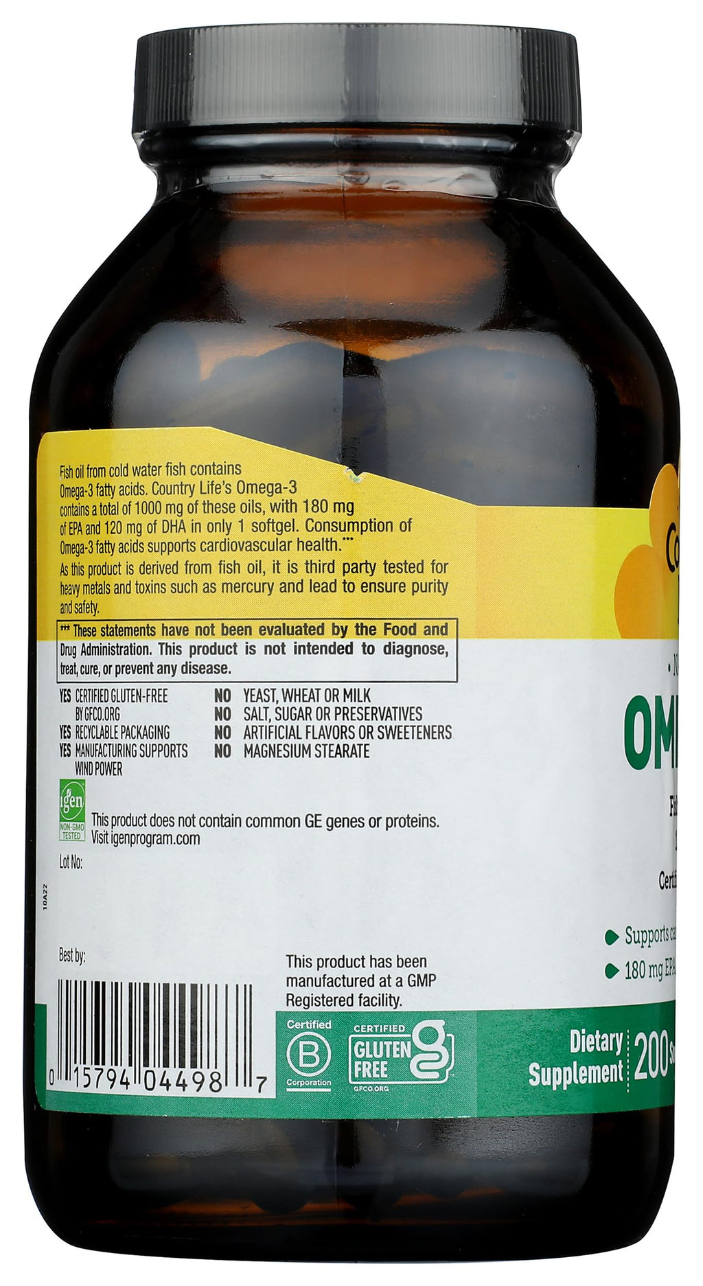 Omega-3 1000Mg Fish Oil 200-Softgel U128019