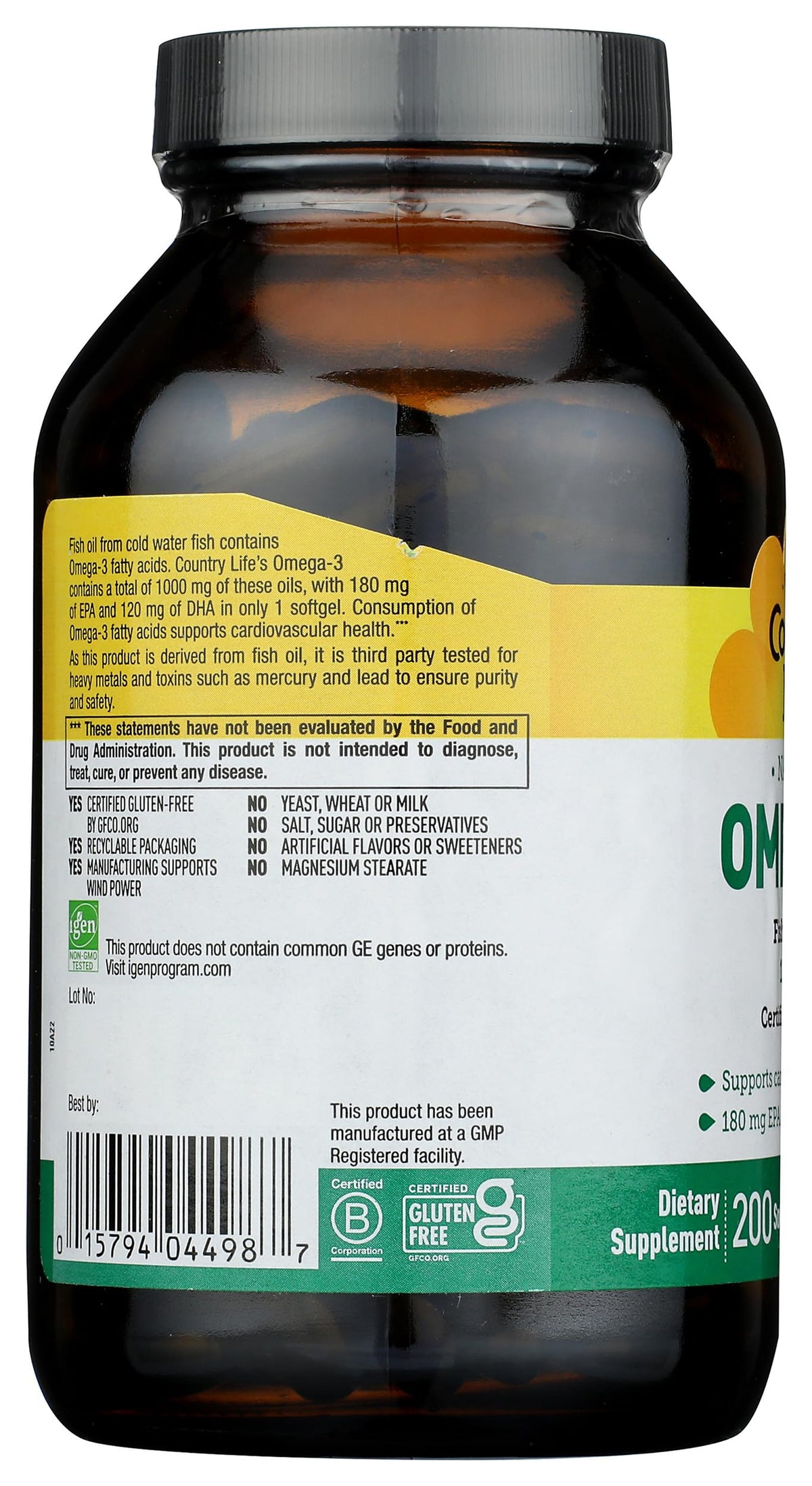 Omega-3 1000Mg Fish Oil 200-Softgel U128019