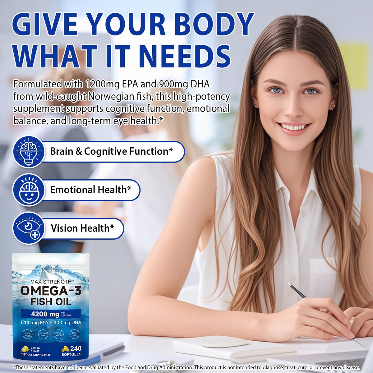 Omega 3 Fish Oil 4200mg 240 Softgels Lemon Flavor W500