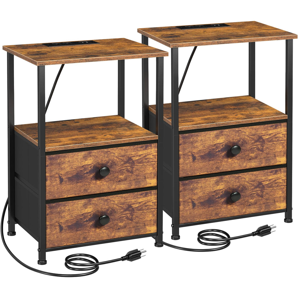 Nightstands Set of 2 with Charging Station N6891