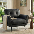 Black Leather Tufted Accent Chair K3965