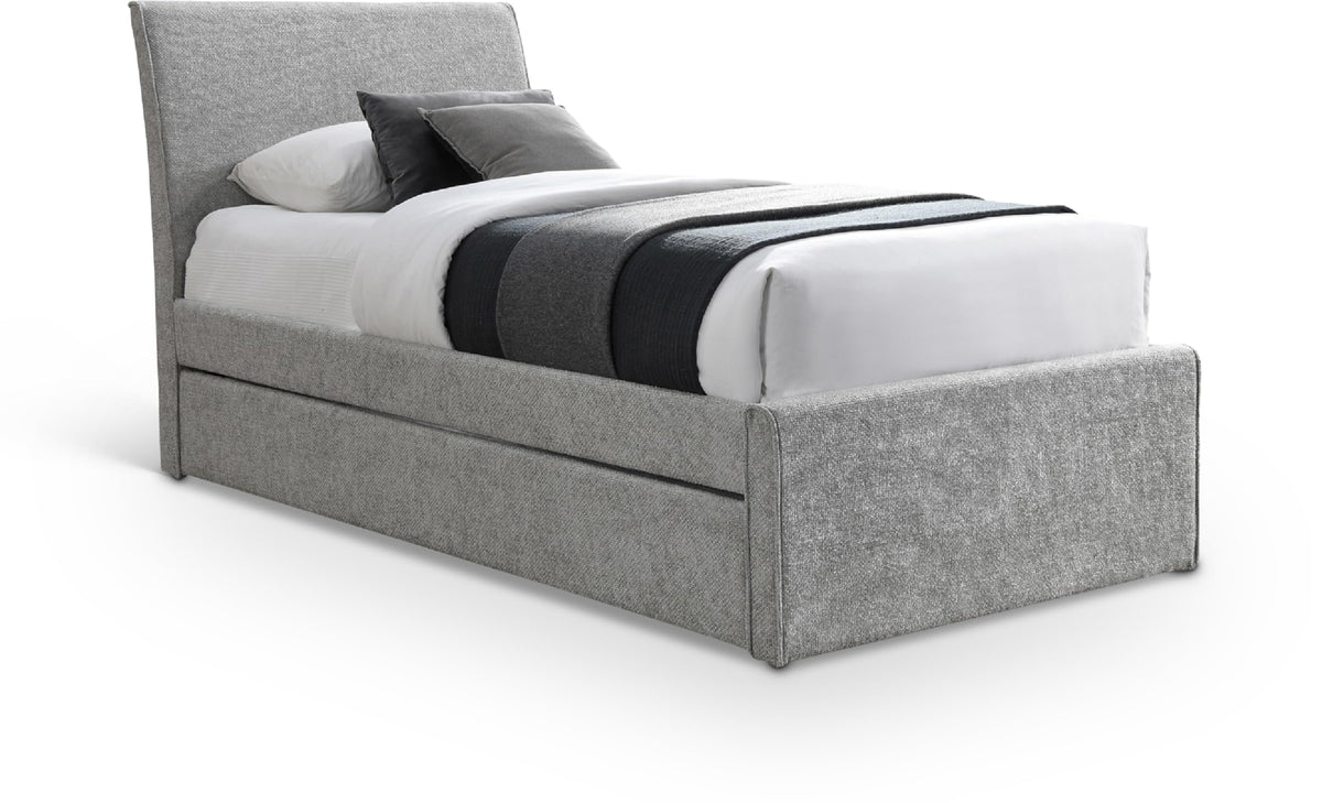 Grey Chenille Twin Trundle Bed D4225
