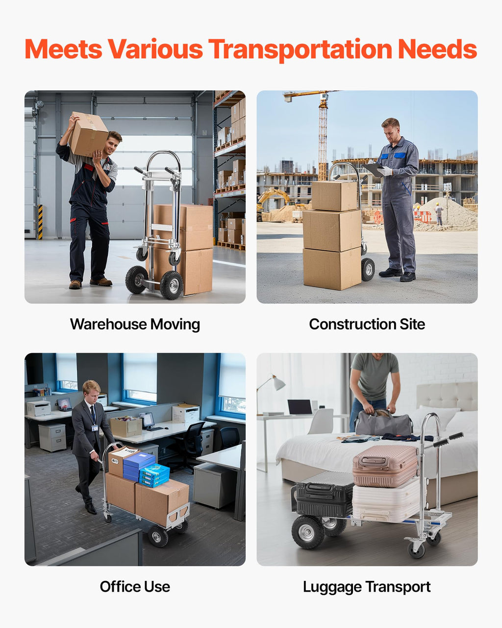 2 in 1 Convertible Hand Truck Dolly 1000 lbs F7879