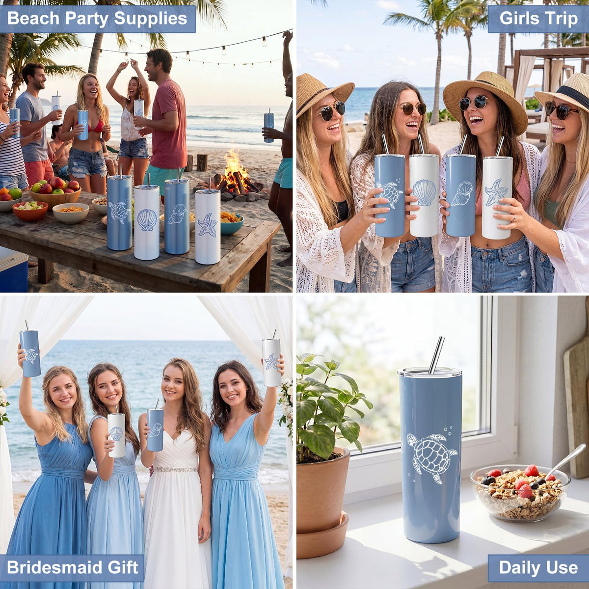 4 Pack Insulated Stainless Steel Tumblers J19657