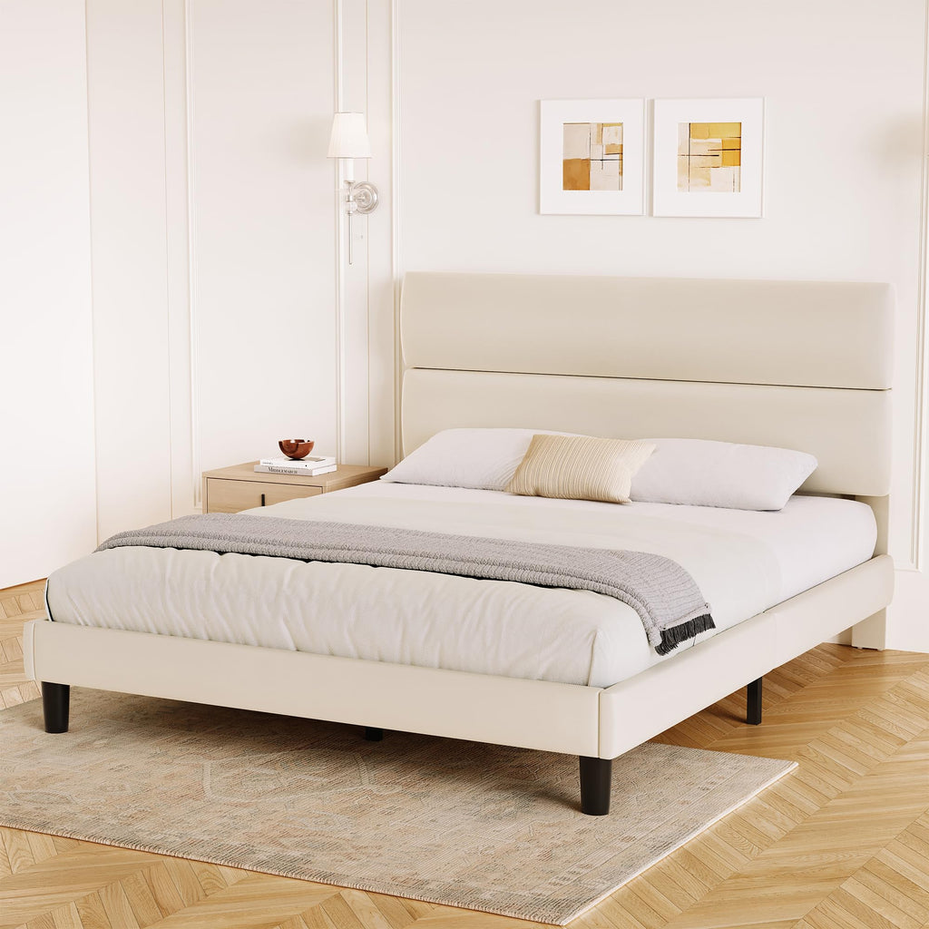 Queen Size Velvet Upholstered Platform Bed Frame B15450