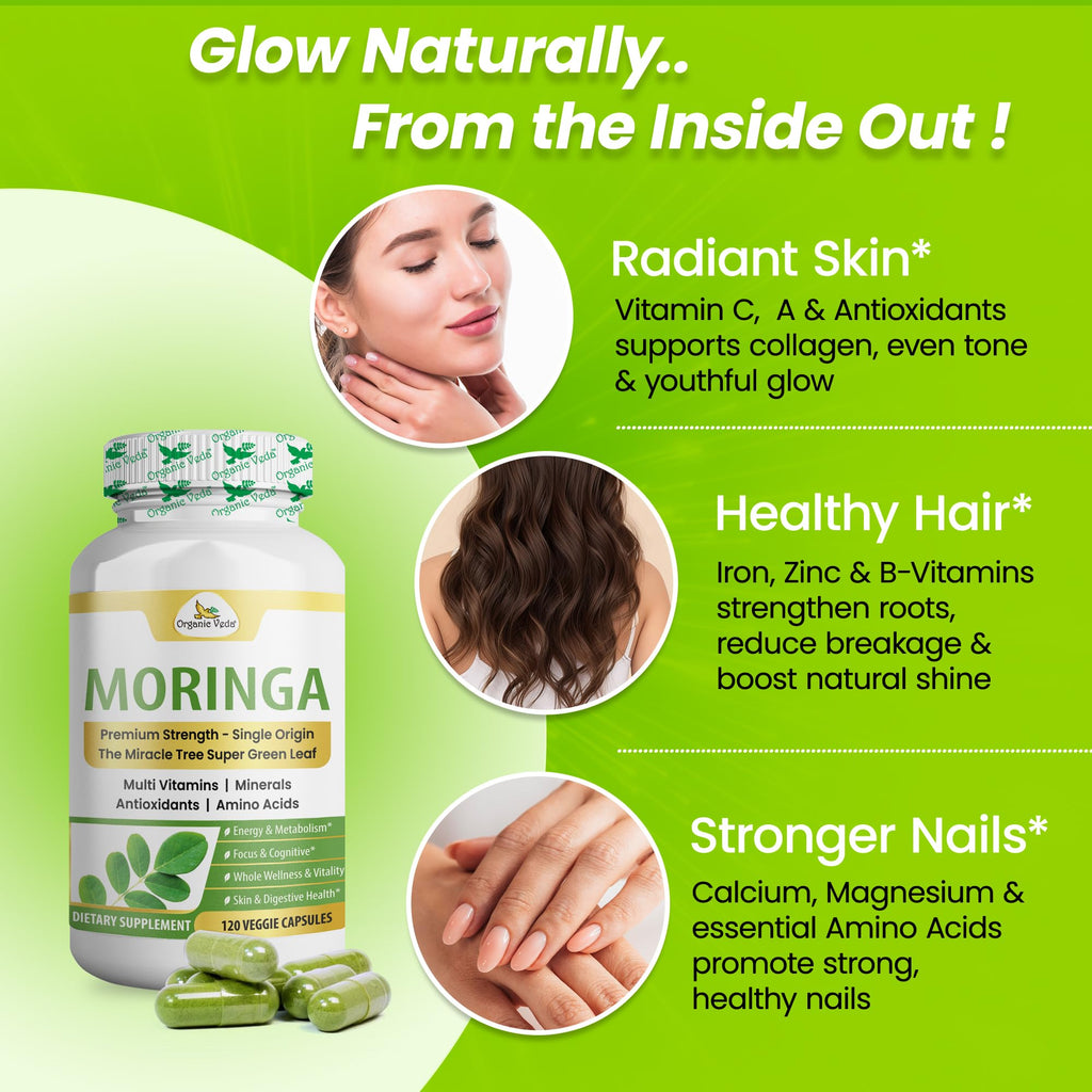 1000mg Organic Moringa Capsule 120 Vegan Capsule W808557