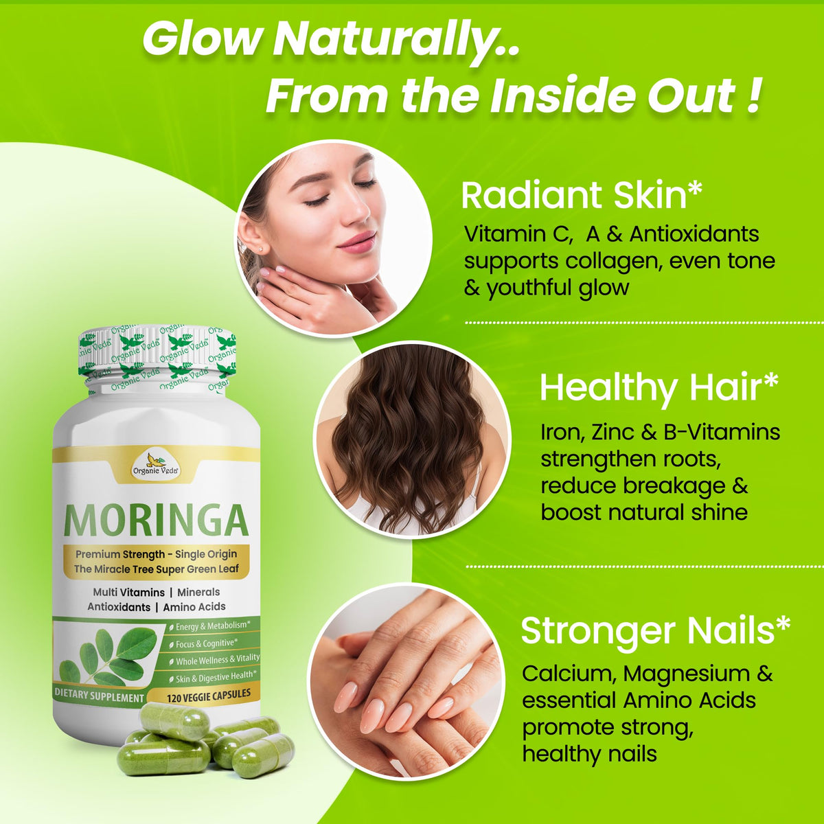 1000mg Organic Moringa Capsule 120 Vegan Capsule W808557
