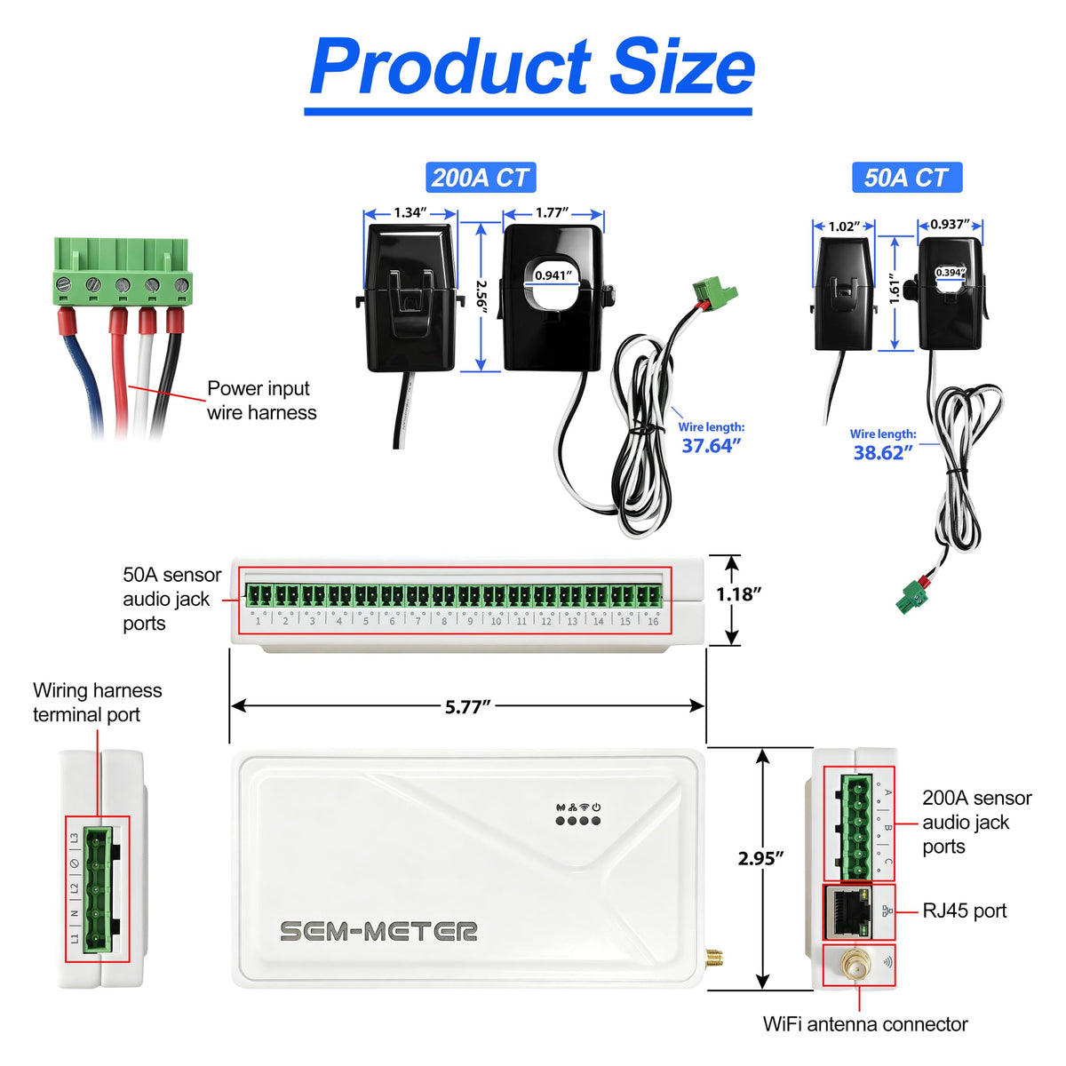 Smart Home Energy Monitor with 16 50A Circuit Sensors Z1830