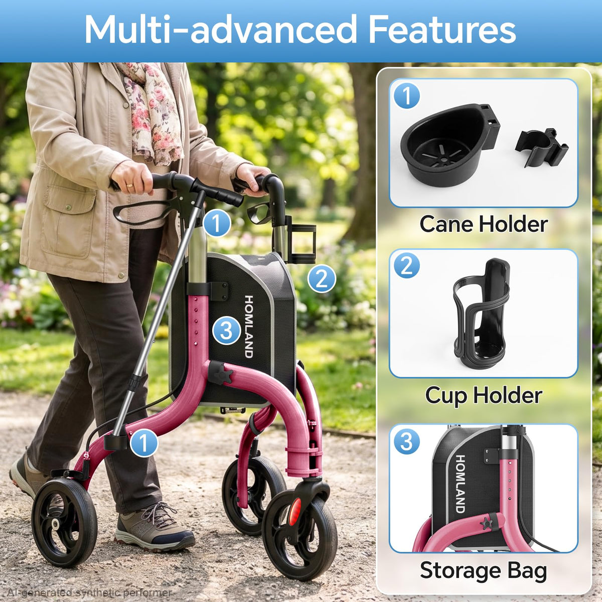 Foldable 3 Wheel Walkers J5846