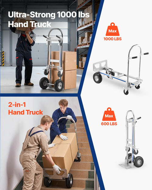 2 in 1 Convertible Hand Truck Dolly 1000 lbs F7879
