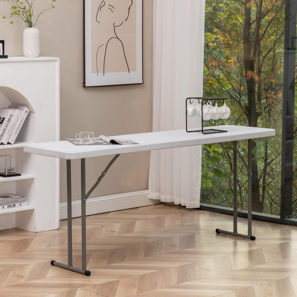 White Plastic Folding Table Set of 2 Z44521
