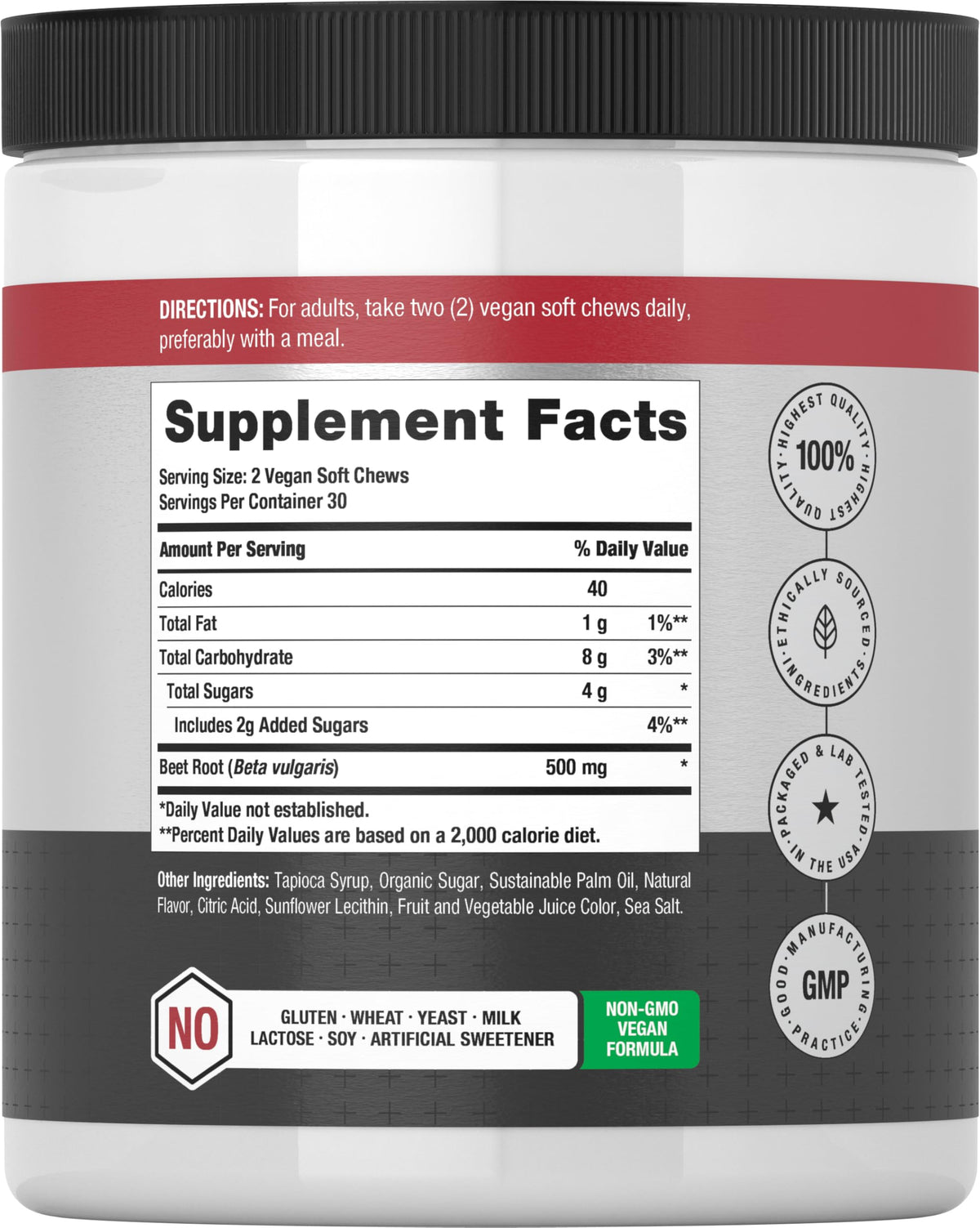 Beet Root Soft Chews 60 Count Mixed Berry Flavor L434794