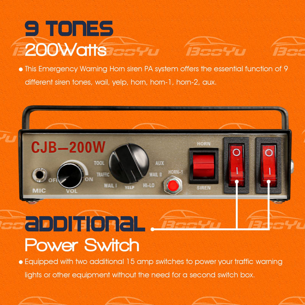 12V 200W Emergency Siren PA System with Handheld Microphone Z45334