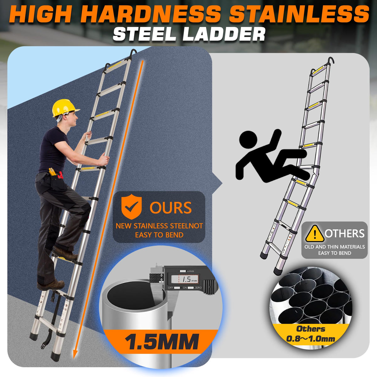 10.5FT Aluminum Telescoping Ladder N966