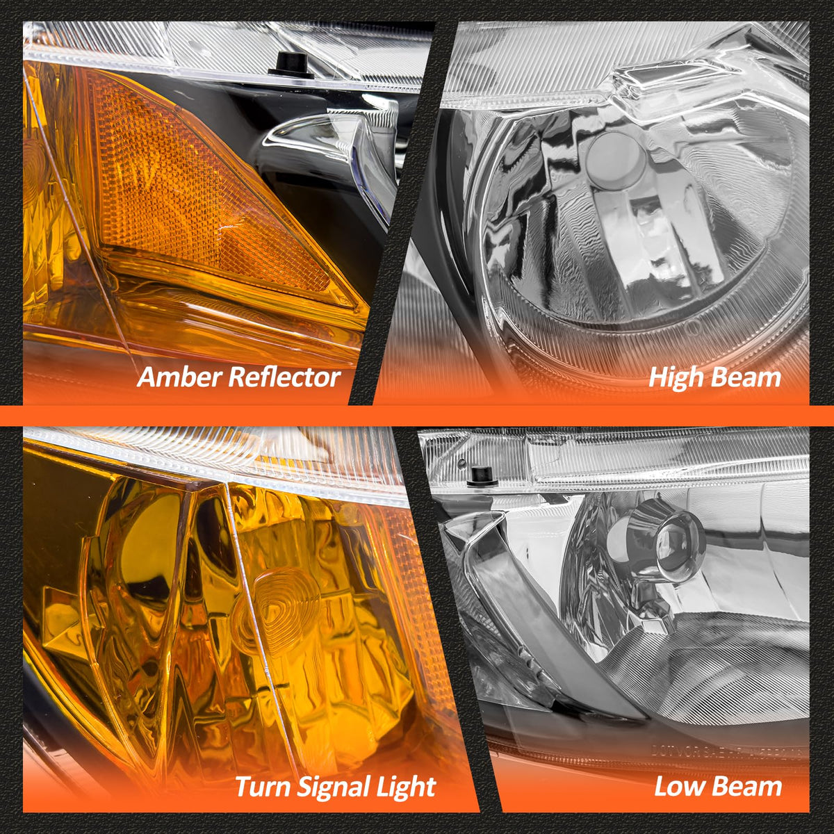 2006-2011 Honda Civic Black Clear Headlights Assembly Pair S27081